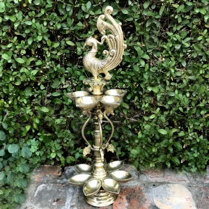 Peacock figure brass metal decorative Pooja Ghar oil lamp/Table Diya 