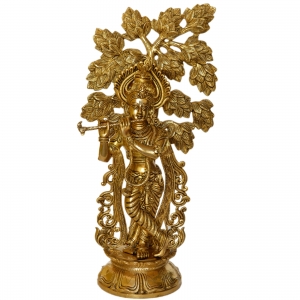 Hindu Religious Figure - Krishna Brass Made hand carved Pooja ghar/Office decor Statue