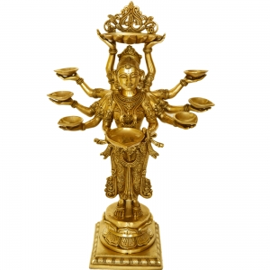 Deep laxmi brass metal hand carved pooja ghar event decor statue