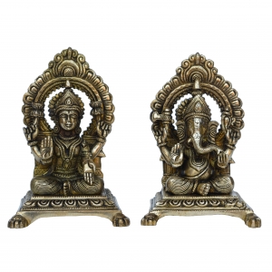 Brass Made Laxmi Ganesha decorative statue for pooja ghar/office decor