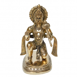 Sitting Lord Hanuman brass made pooja ghar statue