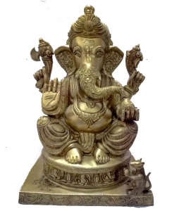 Sitting Lord Ganesha brass made statue for gift/decoration by Aakrati