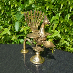 Ethnic Peacock Design Diya, Indian Decor Diya, Pooja Decor, Brass Oil Lamp, Handmade Lamp, Indian Homeware, Indian Art