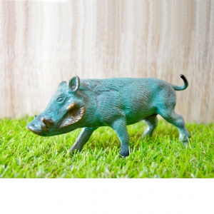 Small Size Sky blue Finished Brass Rhino For Home  Decoration 