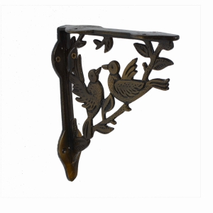 Aakrati Brown Finished  Side Wall Glass Shelf Holder With Birds For Home or Office Use