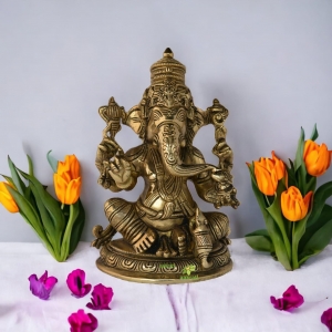  Lord Ganesh Metal Religious Sculpture for Office and Home Decor Best Antique Look Gift