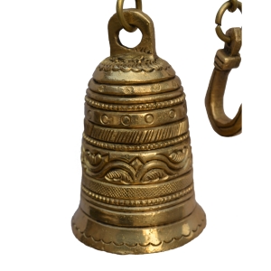  Vintage Hanging Bell with Brass Chain and Hook for Gates, Home, Office and Temple
