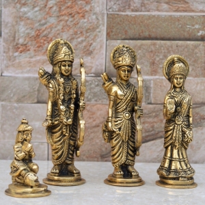 Indian Handicrafts Export Brass Deities Ram Darbar Comprises of Lord Ram, Maa Sita, Laxman and Lord Hanuman
