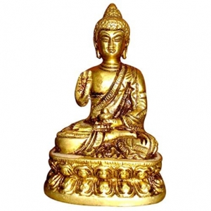 Buddha Sitting on Lotus - Brass Made Metal Craft for Gift and Decorative use