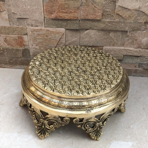 Brass Chowki - metal small stand with antique look