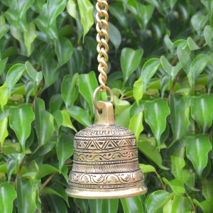 Christmas hanging bell in brass metal for worship and decor