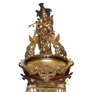 Lord Krishna Urli (Decoration Bowl) - Brass Statue - Home Decoation rare for home, office and hotel Room