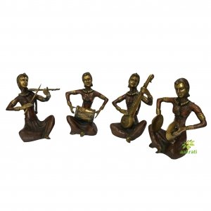 Tribal Folk Musician | Brass Musical Set | Set of 4 Musicians | Office n Hotels Decor | Gift For Music Lover |