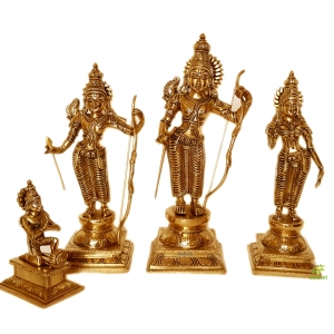 Ramdarbar Statue in Brass, Lord Rama, Lord Hanuman, Lord Lakshman, Sita Mata, Ram Ji Family statue, Ram With Hanuman, Temple Pooja Murti