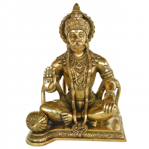 Hanuman Statue Hindu Monkey God of Devotion, Celibacy, Lord Hanuman Idol, Bajrangbali Handmade brass Ram Bhakt Indian God