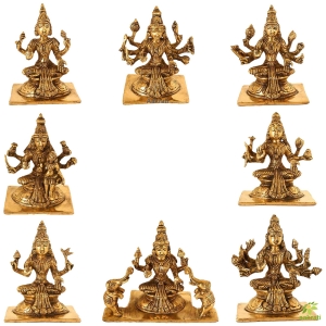 Set of 8 pieces of ASHTALAXMI Brass Statue | Home Decor Gift | Indian Brass Art | Brass God Idol Stand | Astlakhsmi Goddess of Wealth | Good fortune | Fertility | Prosperity