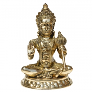Sitting Hanuman ji Monkey face god Bajrangwali Murti Statue with gada