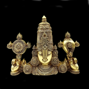 Tirupati Balaji Venkateshwara statue table top Decor , Shank Chakra , Lord Hindu god Religious Sculpture