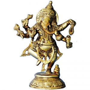 Lord Ganesha Dancing Brass statue for Gift & Decor