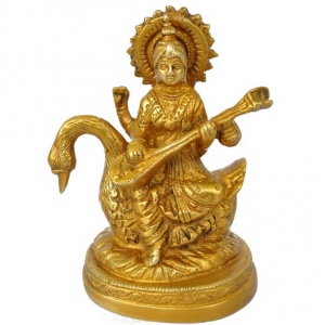 Goddess Saraswati brass metal designer statue for fortune