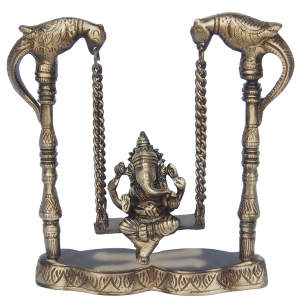 Fancy Brass metal Lord Ganesha Sculpture on Swing 