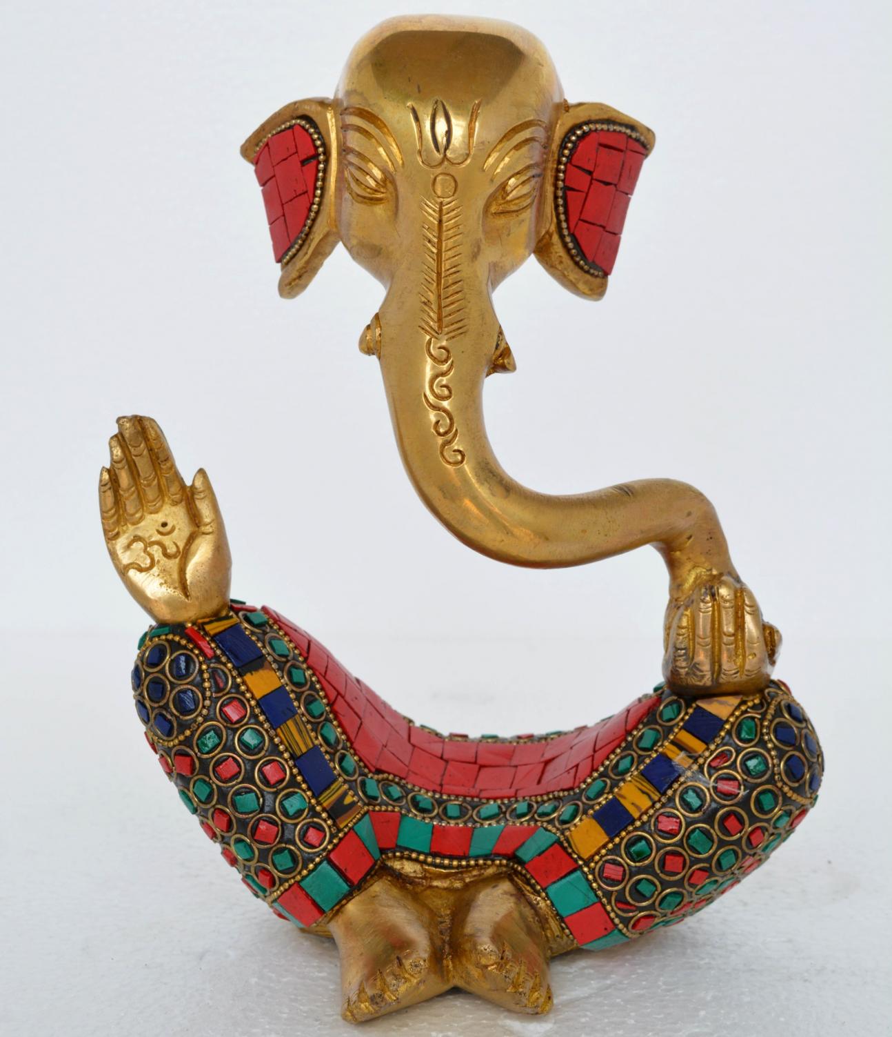 Ganesh with Decorative Work - Brass Modern Decorative Style God Ganpati