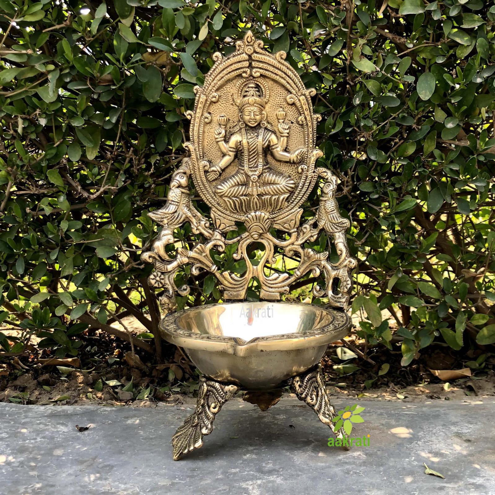 Ethnic Indian Design Lakshmi Brass Table Diya, Home Decor, Brass Diya, Brass Deepam, Brass Lamps, Kuthu Vilakku