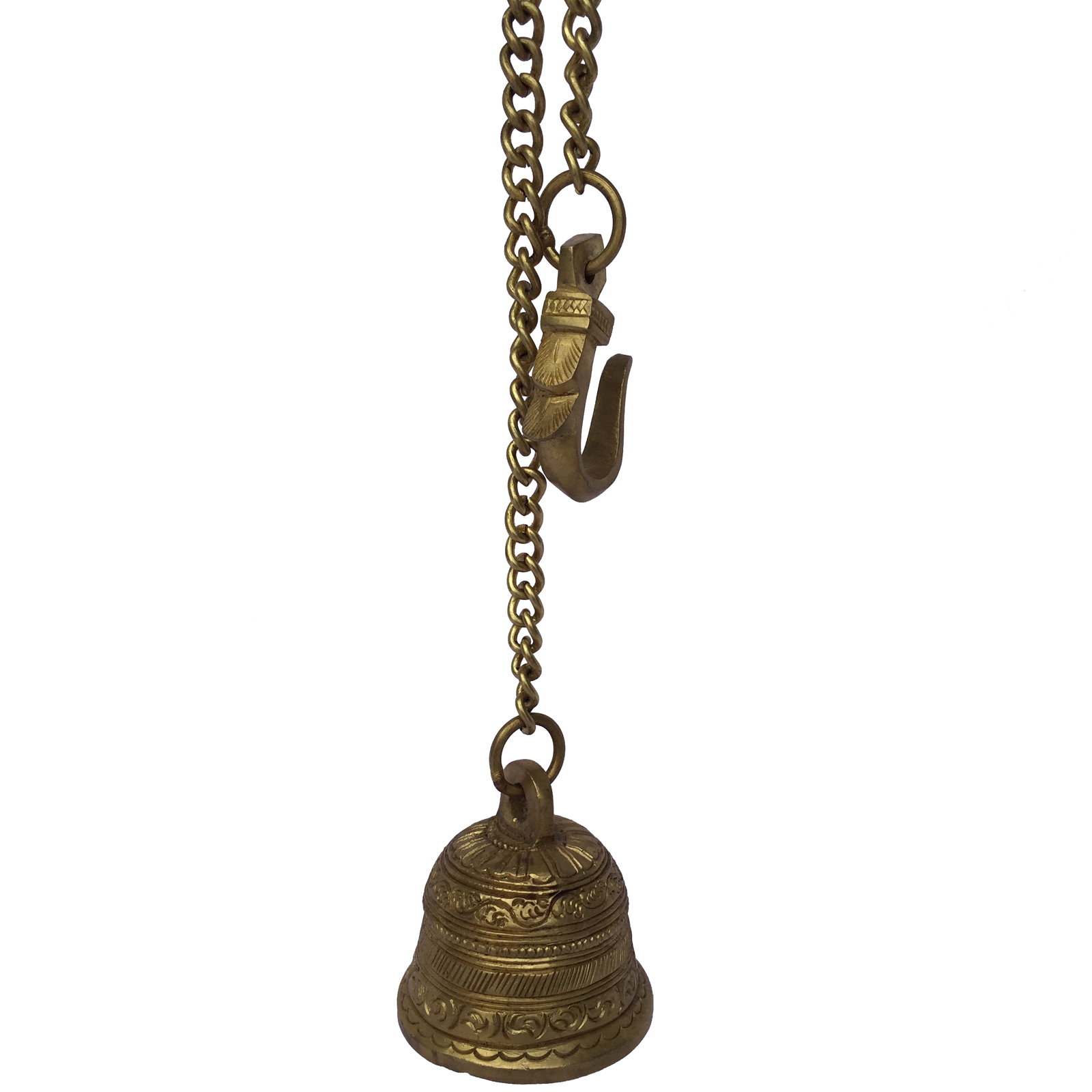 Aakrati Brass Carving Hanging Christmas Bell With Chain And Hook