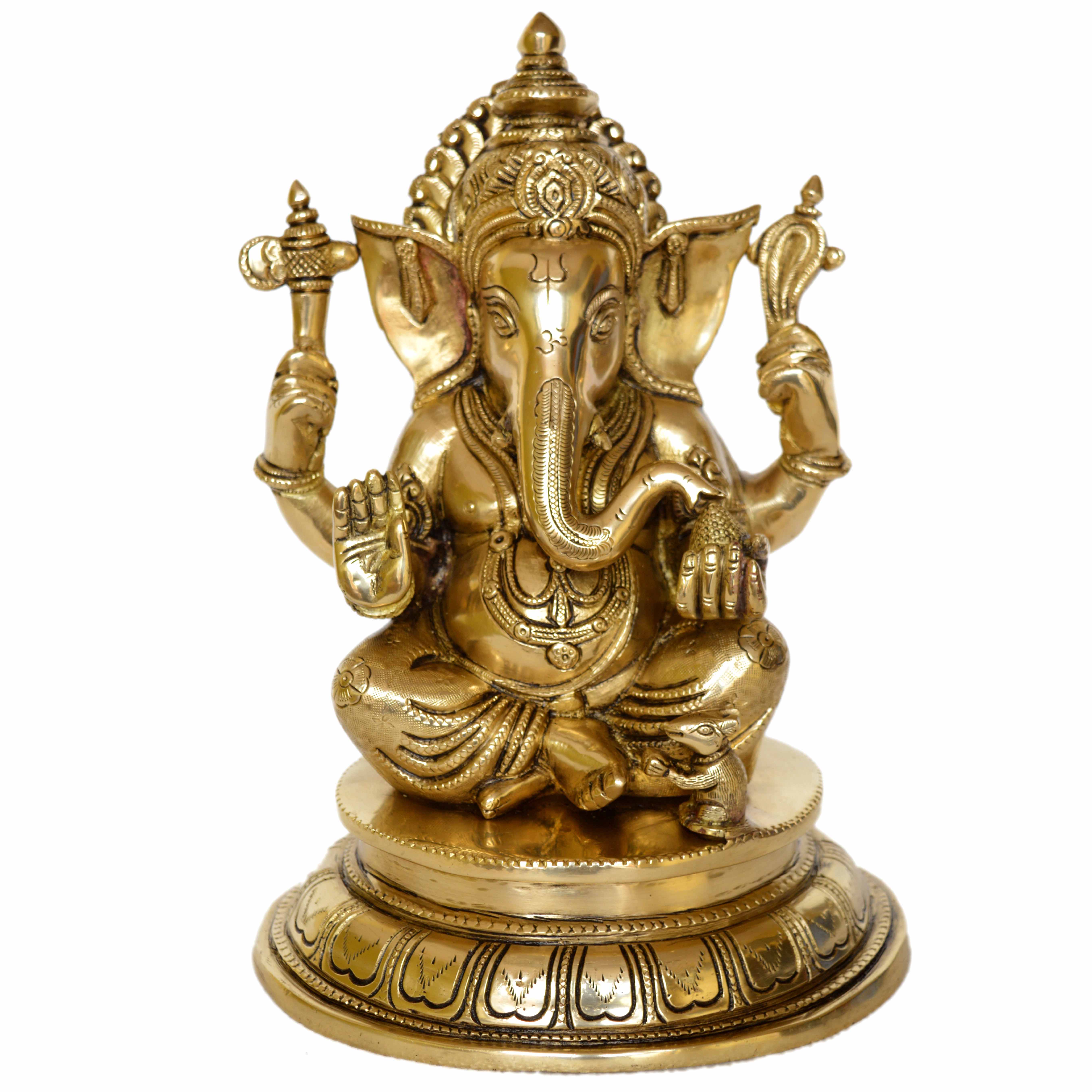 Brass Statue Lord Ganesh Murti Ganesha Idol Ganpati Hindu God Worship