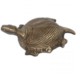 Brass Tortoise Figurine | Protect Your Home with Harmony and Luck | Luxury Tortoise Brass Showpiece ( Brown, 4 inch)