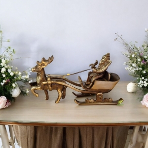 Brass Ganesha Sleigh Showpiece Statue | A Beautiful Decorative Piece for Traditional Home Decor | Handcrafted Decorative Brass Ganesha Statue ( Brown, 7.1 inch)