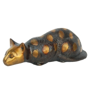 Premium Brass Cat Figurine | Ideal Decorative Figurine for Contemporary Home Decor | Brass Cat Showpiece ( Multi color, 7.9 inch)