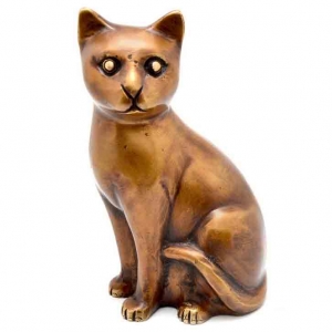 Handmade Brass Cat Showpiece |  Perfect for Adding Elegance to Your Home Decor | Exquisite Brass Cat Figurine ( Brown, 7.6 inch)