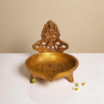 Aakrati Decorative oil lamp with laxmi Ji Brass Table Diya