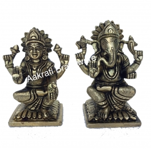 Laxmi Ganesha Brass metal hand carved pooja ghar statue