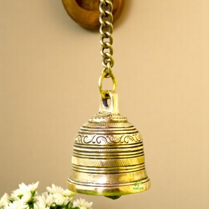  UAPAN Brass Hanging Bell with Chain & Hanging Hook (Pack of 1  Nos) : Home & Kitchen