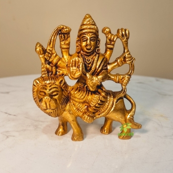Brass Sculptures and Statues Durga Idol Religious Hindu Home Decor 3 Inches