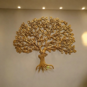 Aakrati Brass Tree of life with root and branches in yellow finishing for wall art  and wall decoration 