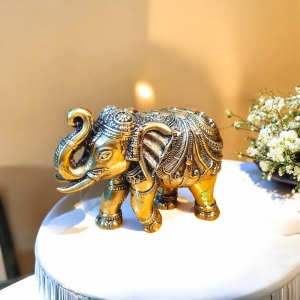 Brass Elephant with Antique finish for home and table decor 