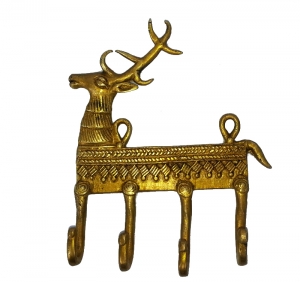 Traditional Brass Deer Wall Hook | Classic Charm for Your Walls | Ethnic Brass Deer Wall Décor ( Yellow, 5.5 inch)