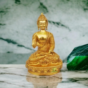 Lord Buddha decorative brass metal hand carved statue