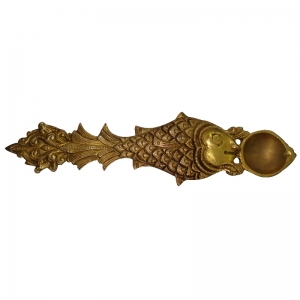 Decorative brass metal hand made deepak/ spoon use in hawan & Pooja
