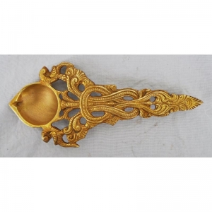 Exalted brass metal hand made deepak/ spoon use in hawan & Pooja