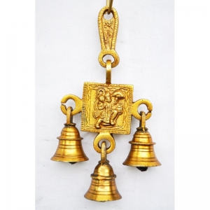 Religious & designer lord Hanuman brass metal hanging bell with 3 little bells