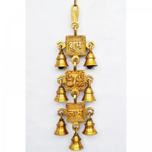Royal & designer Laxmi ganesha brass metal hanging bell with 7 little bells