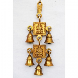 Exalted stunning brass metal hanging bell with 5 little bells