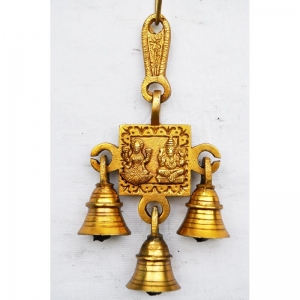 Traditional Brass metal Laxmi ganesha hanging bell with 5 little bells