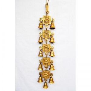 Stylish classy hand made brass metal hanging bell with 11 little bells
