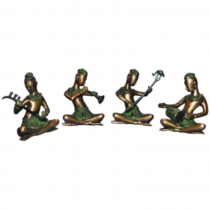 Handicrafts Antique Musician Brass Figurine, Set of 2