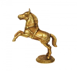 Aakrati Horse Statue Made in Brass Metal with Yellow Finish a Table showpiece - Decorative Animal Figure | Home Decor | Office Decor | Gift |